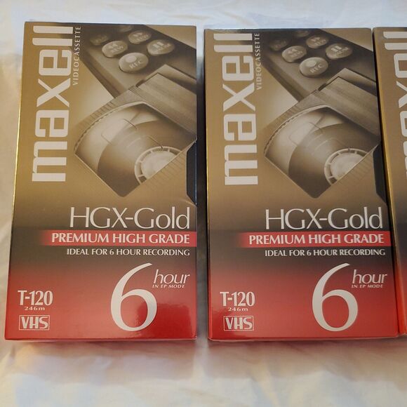 Lot Of 5 Maxell HGX-Gold Video VHS Tapes T-120 Brand New Sealed - Picture 3 of 6